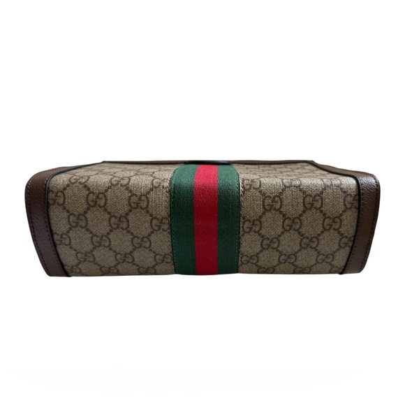 Designer Inspired Brown and Beige Clutch with Green and Red Stripe - Picture 4 of 8